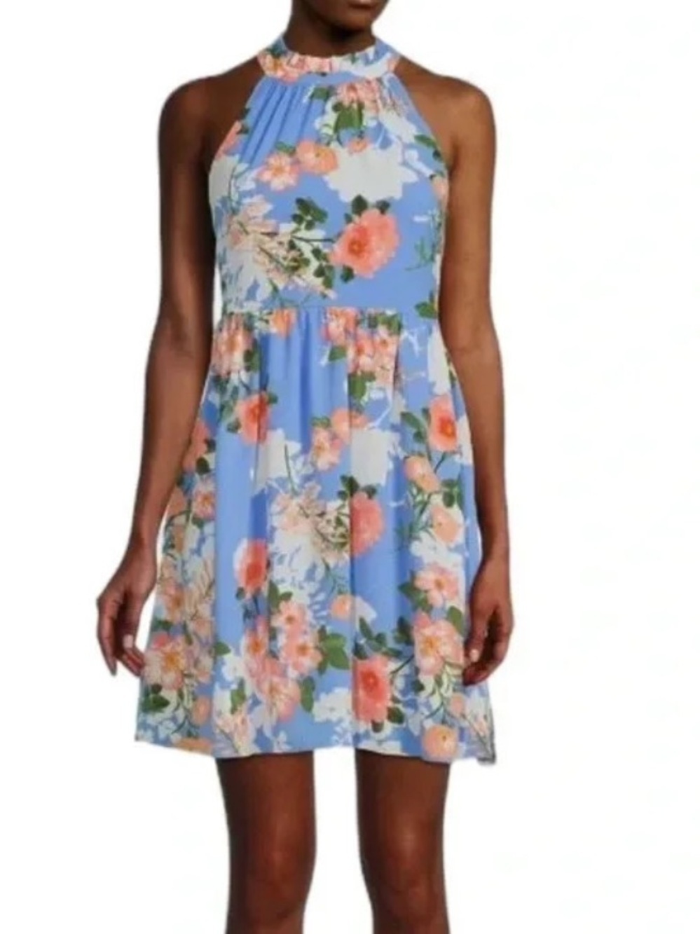 Vince Camuto Floral Print Fit & Flare Dress Blue Size 6 NWT